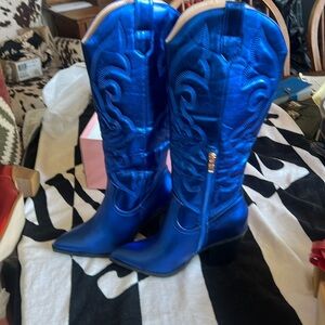 Metallic Blue Boots size 8